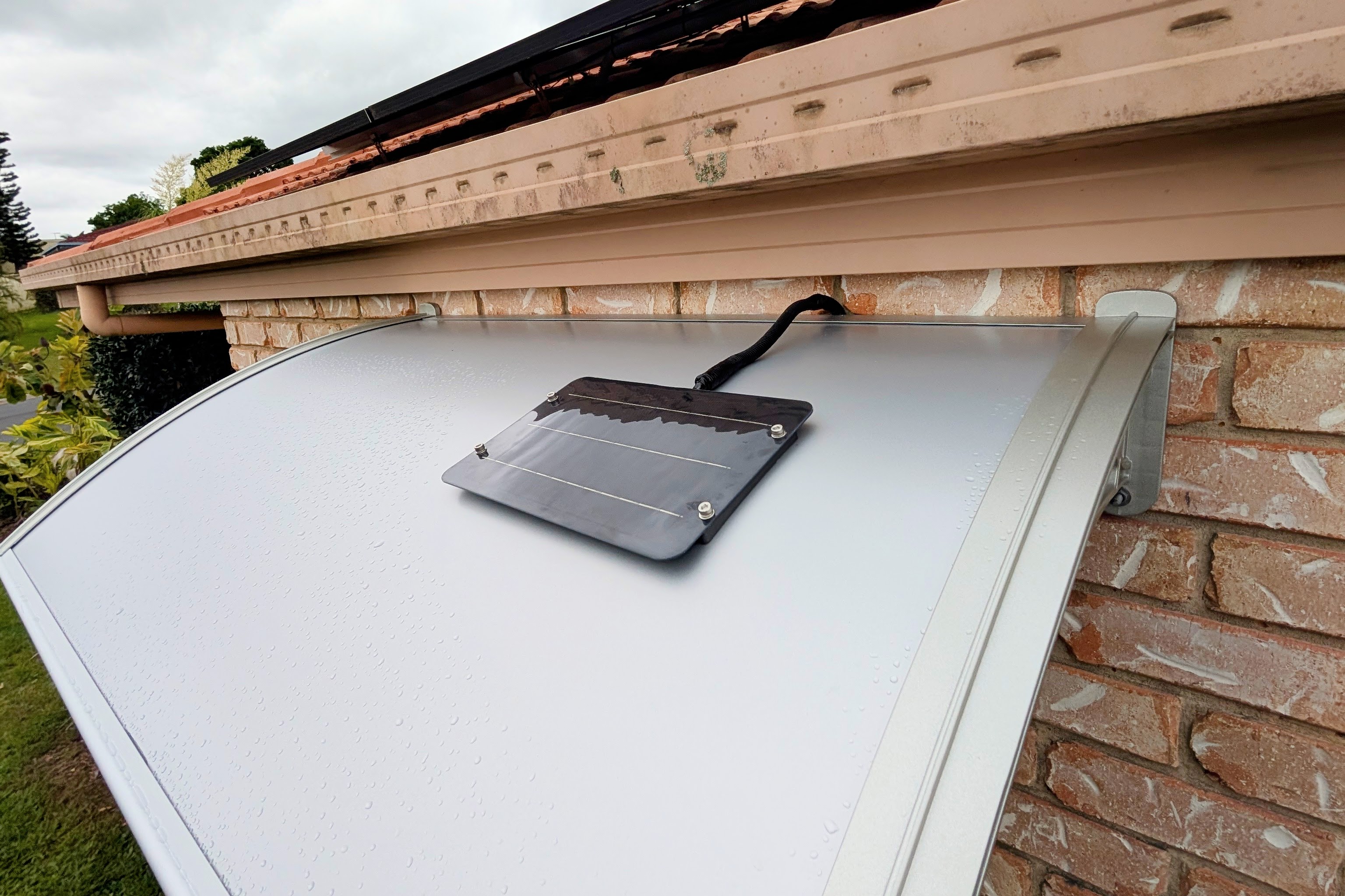 Solar panel mount for Altamonte awning sold at Bunnings