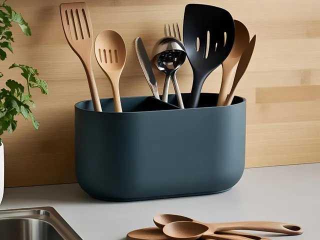Modern kitchen utensil holder with 2 compartments