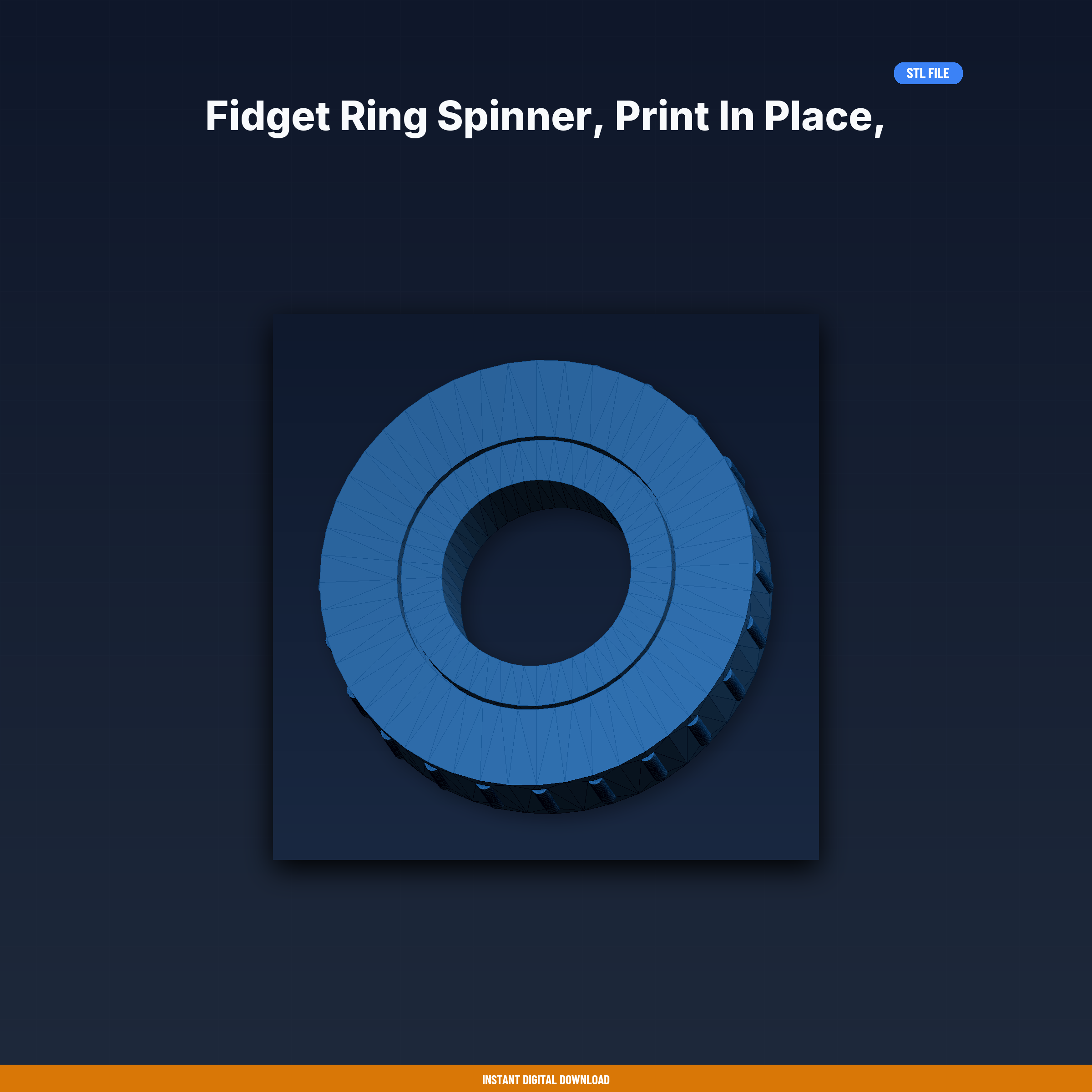 Fidget Ring Spinner, Print in Place, Spinning Outer Band, Captured - 3D Printable STL File