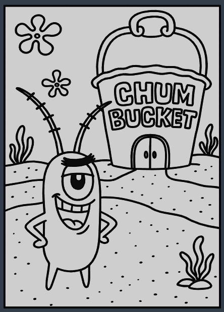 tabla para pintar / colorear Plankton (Sheldon J. Plankton) bob esponja
