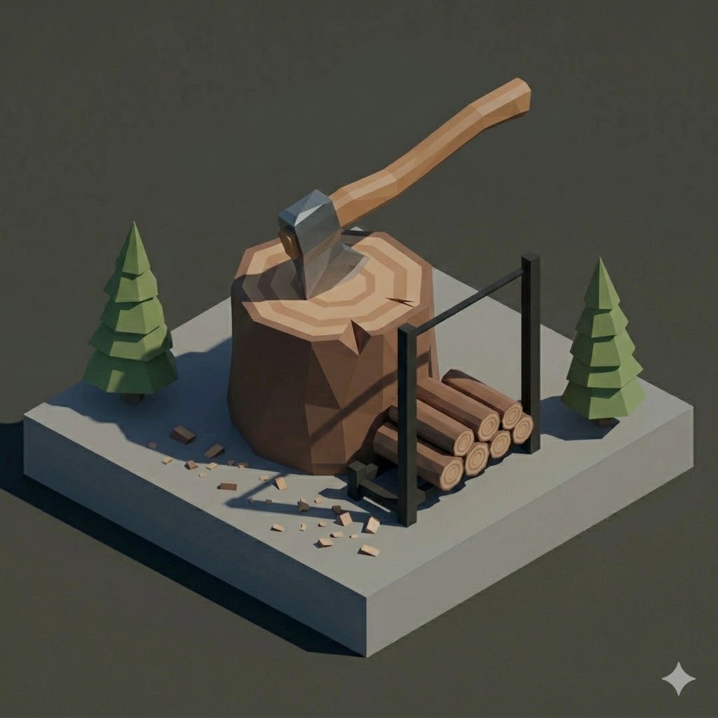 Low Poly Wood Chopping Block