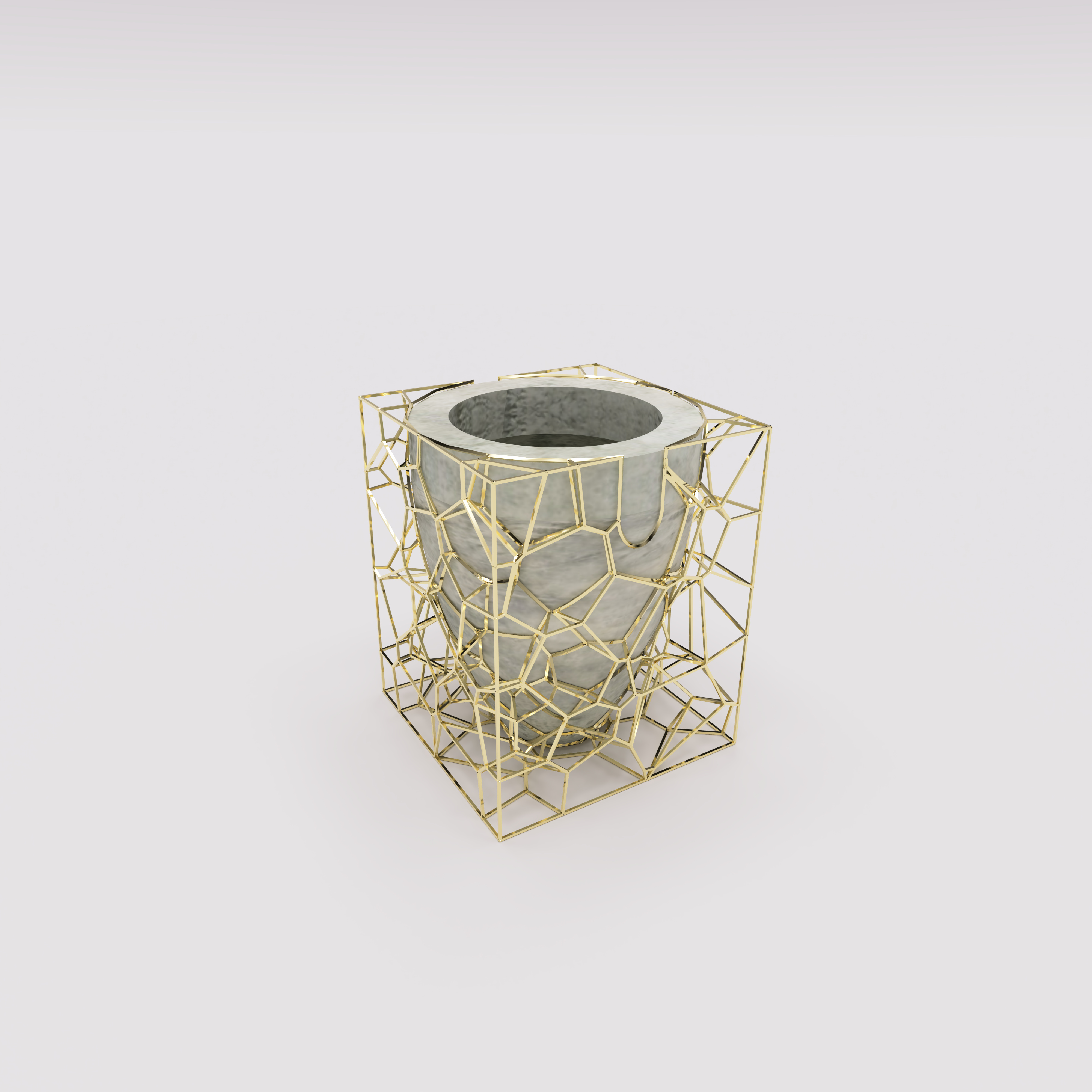 Conical vase with wireframe case holder