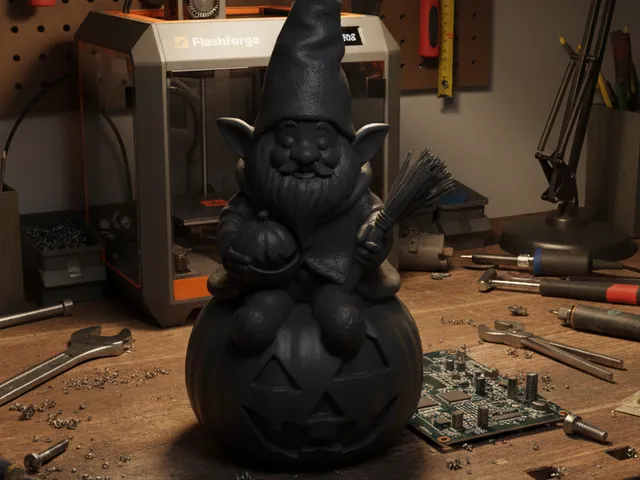 Halloween Gnome On A Pumpkin