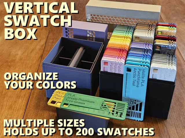 Vertical Swatch Box – Modular Filament Organizer with Lid Options