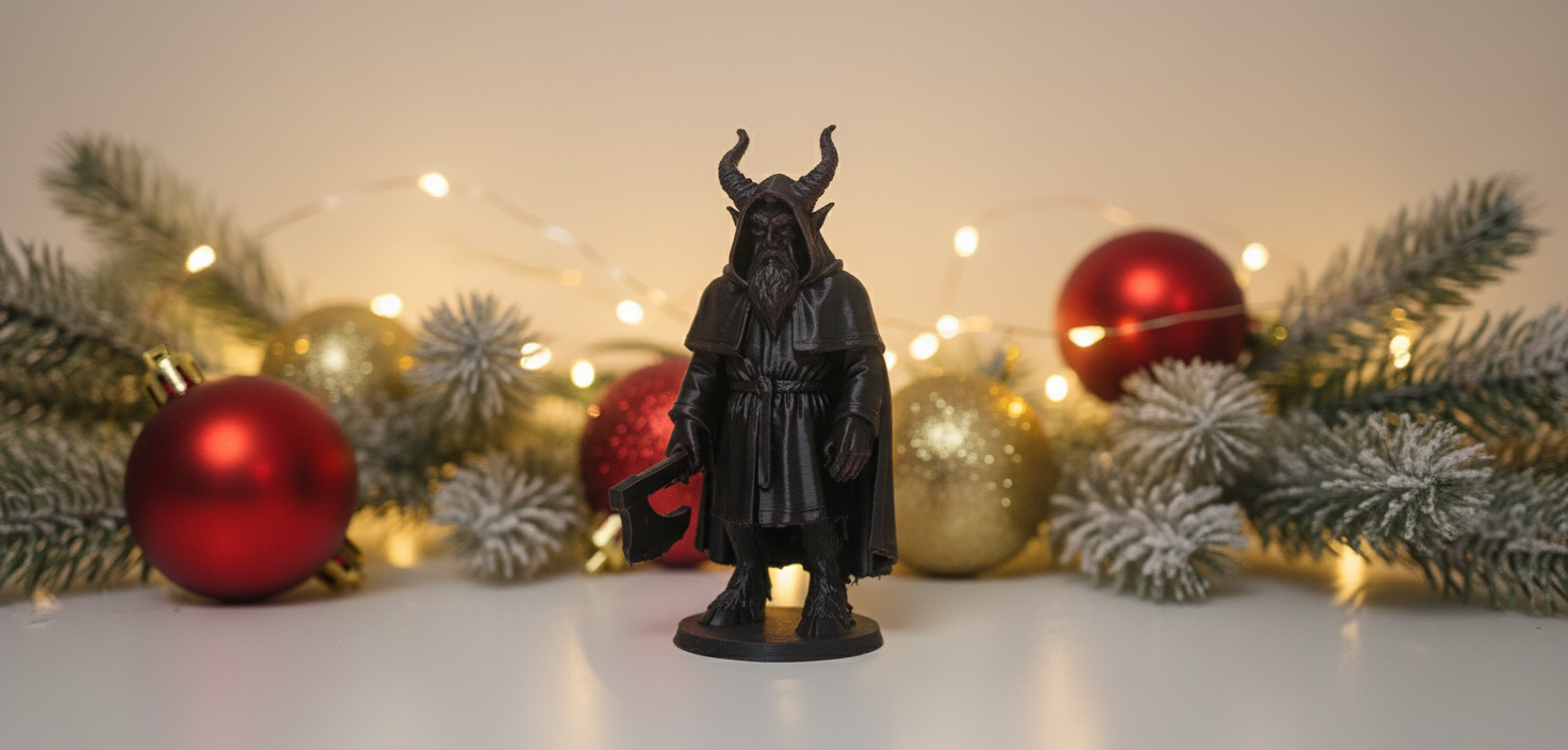 Cloaked Krampus with Axe Christmas Figure
