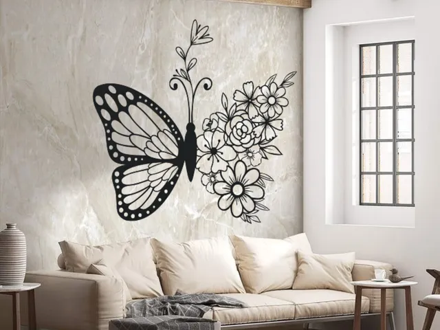 WallArt - Butterfly Flowers 001
