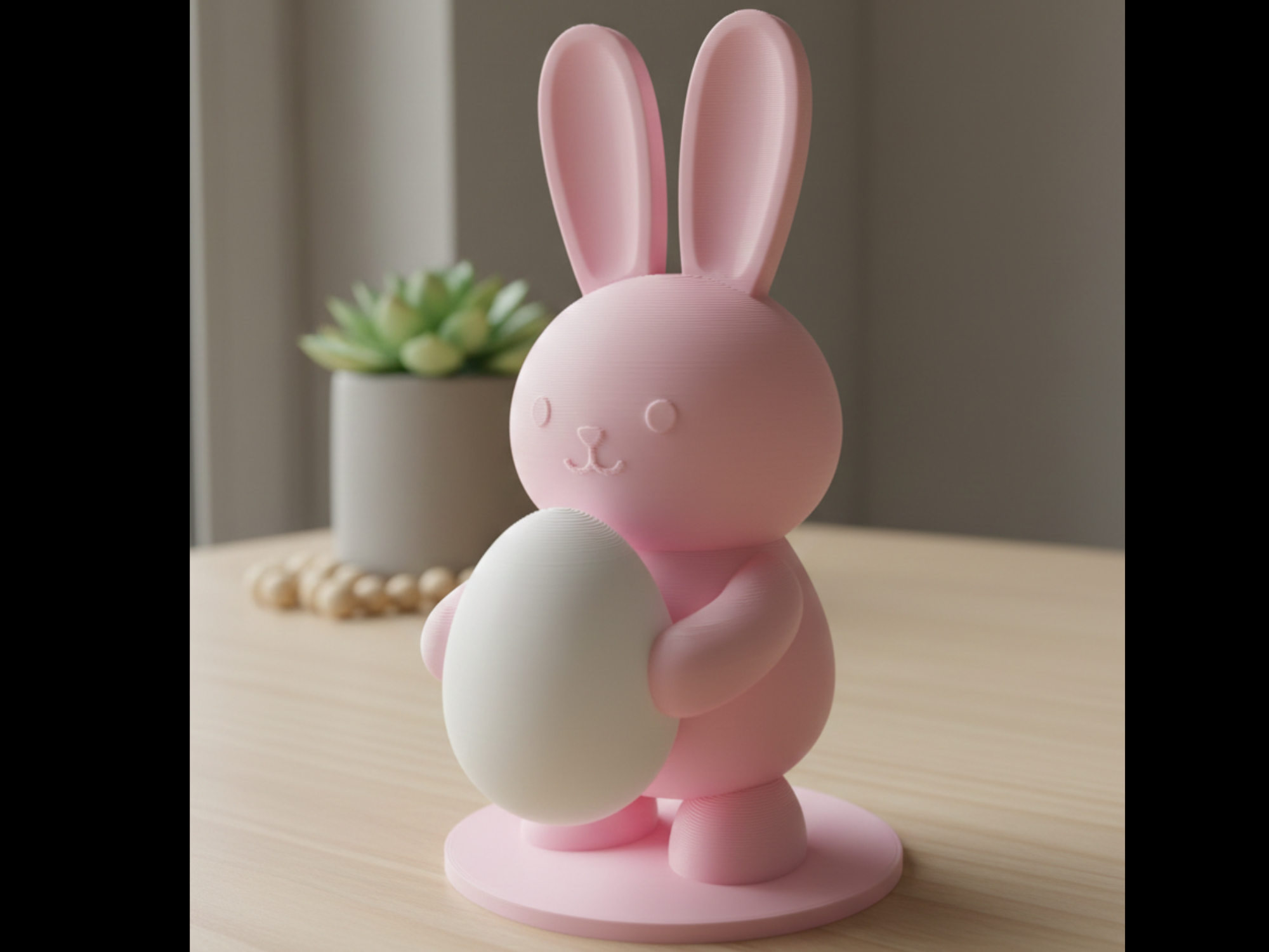 Bunny Holding Egg Easter Figure