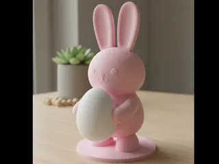 Bunny Holding Egg Easter Figure
