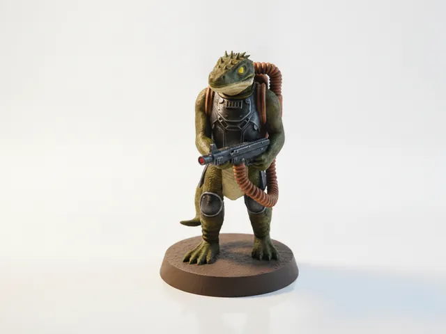 Armed Lizard Warrior Figurine Animal 3D Printable