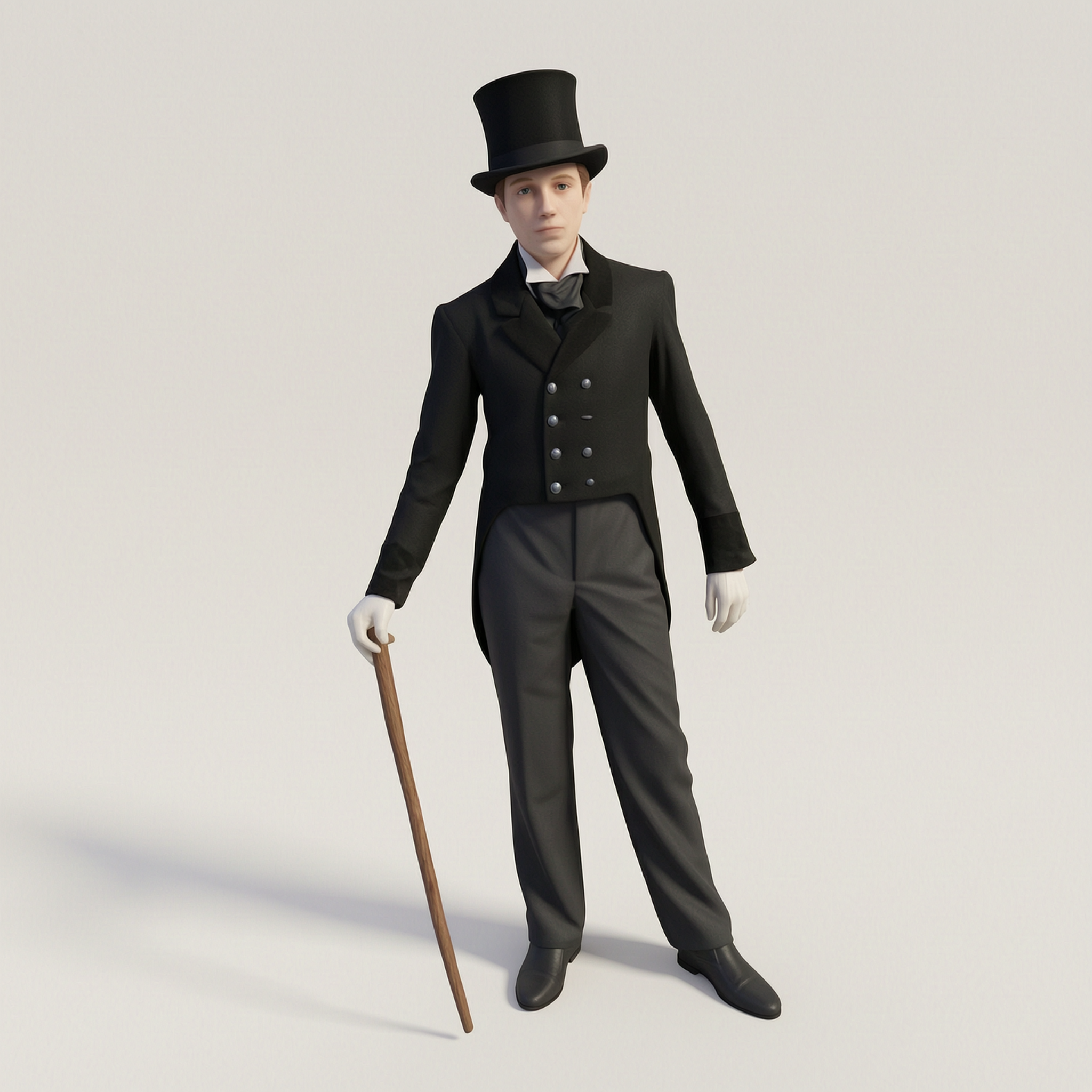 Victorian Art - Dapper Young Man with Cane