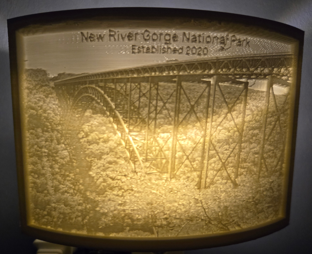 New River Gorge National Park Nightlight Lithophane