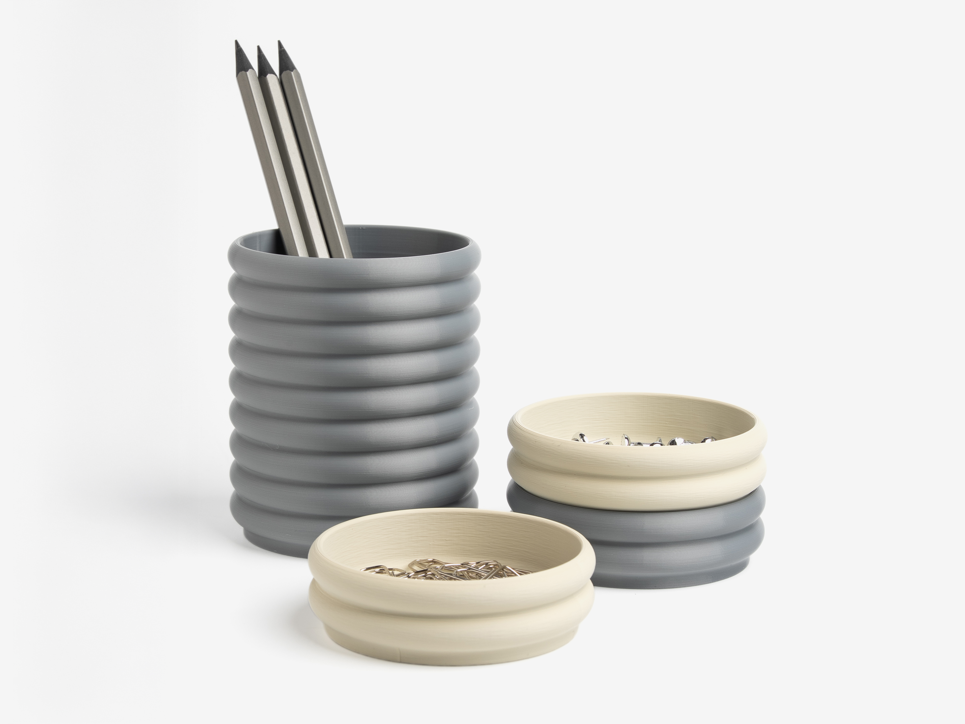 Miniatura 2 do modelo 3D Ribbed Stack Desk Organizer