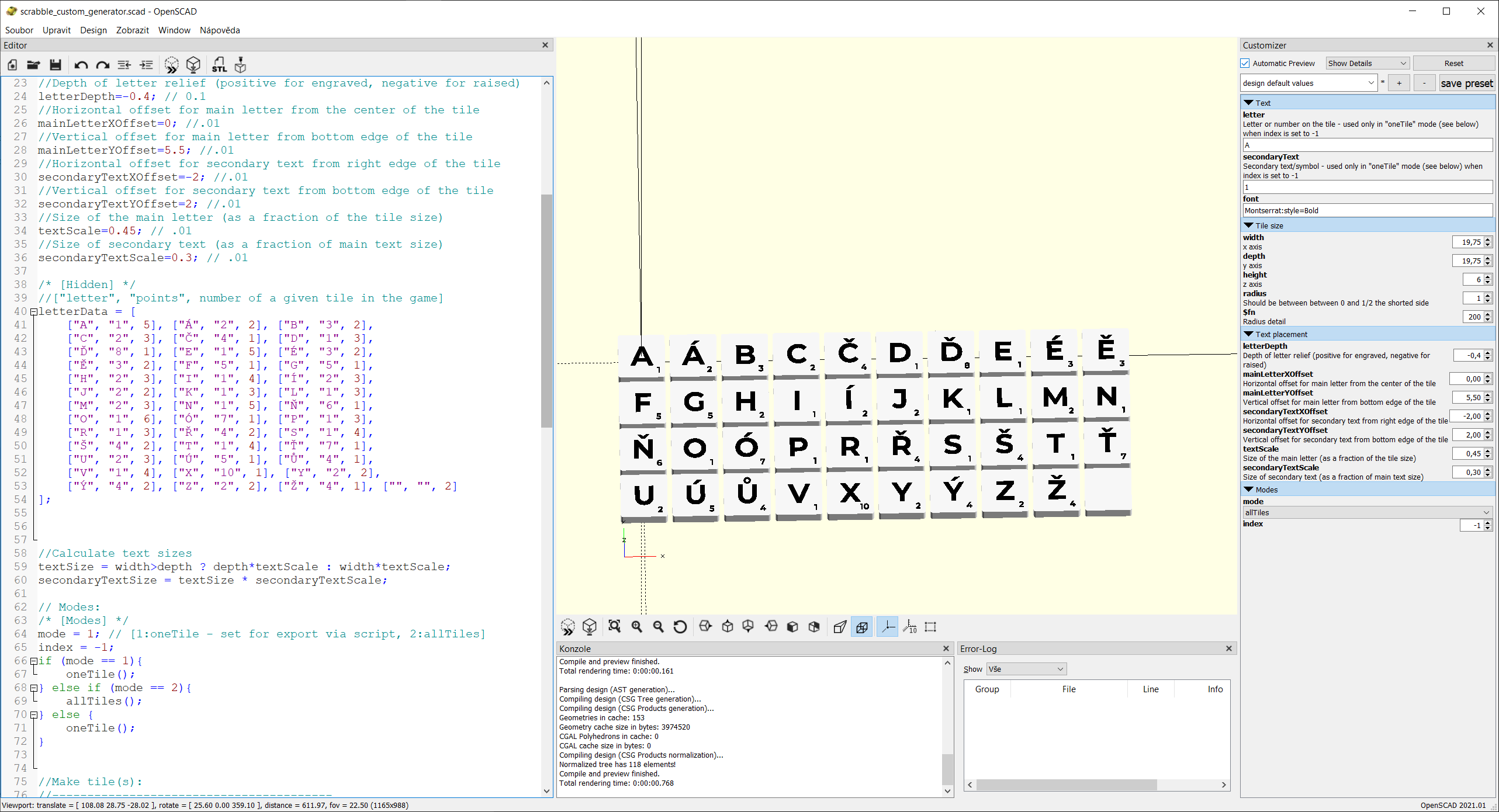 Custom scrabble tile generator (remix) + czech tiles