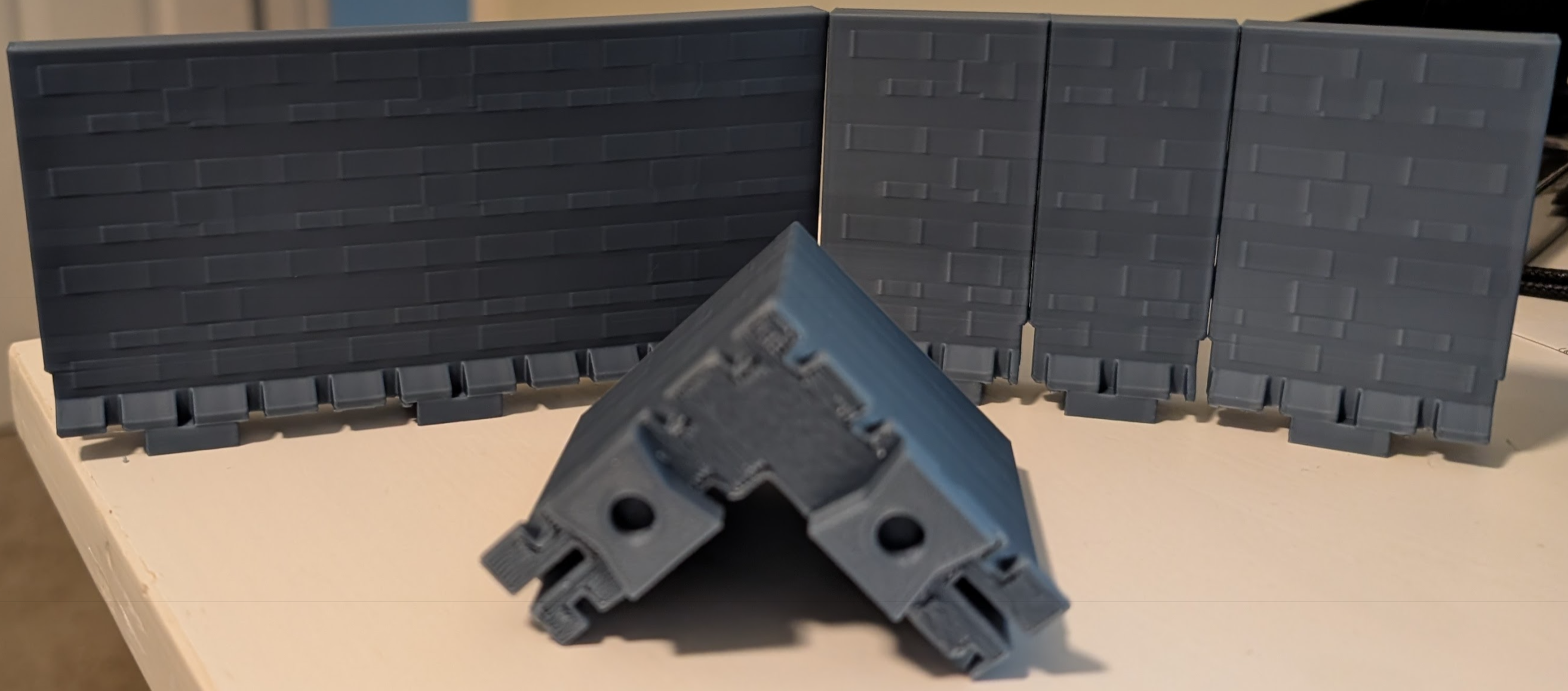 Walls with light brick texture and magnet recesses