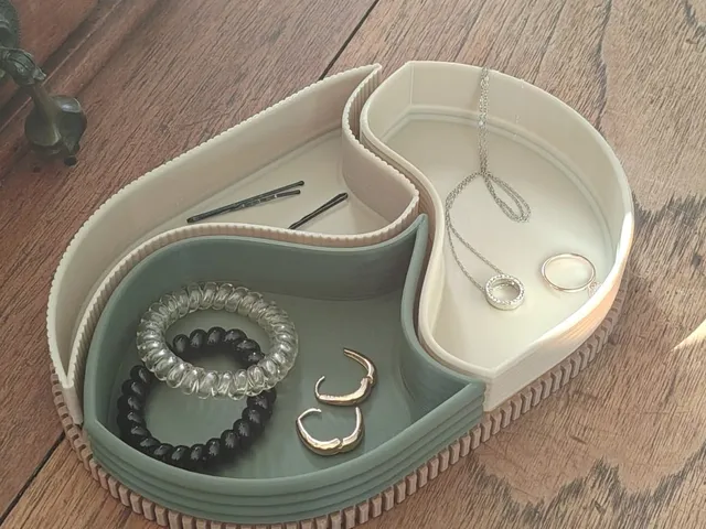 Modular Ribbed Yin-Yang Vanity Tray / Jewelry Organizer