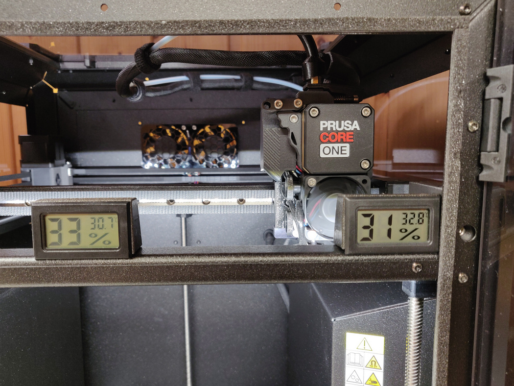 Prusa CORE One Hygrometer - Thermometer mount (click on rail)