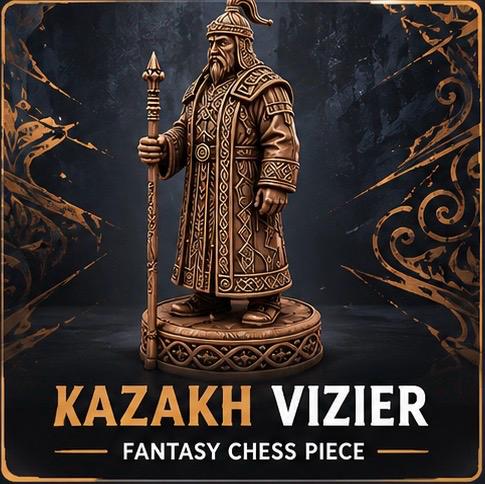 Kazakh Vizier Fantasy Chess Piece STL & 3MF