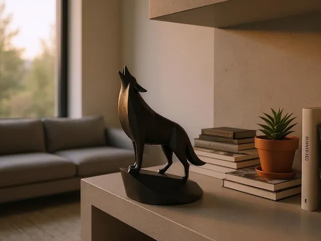 Unique Minimalist Howling Wolf on Pedestal