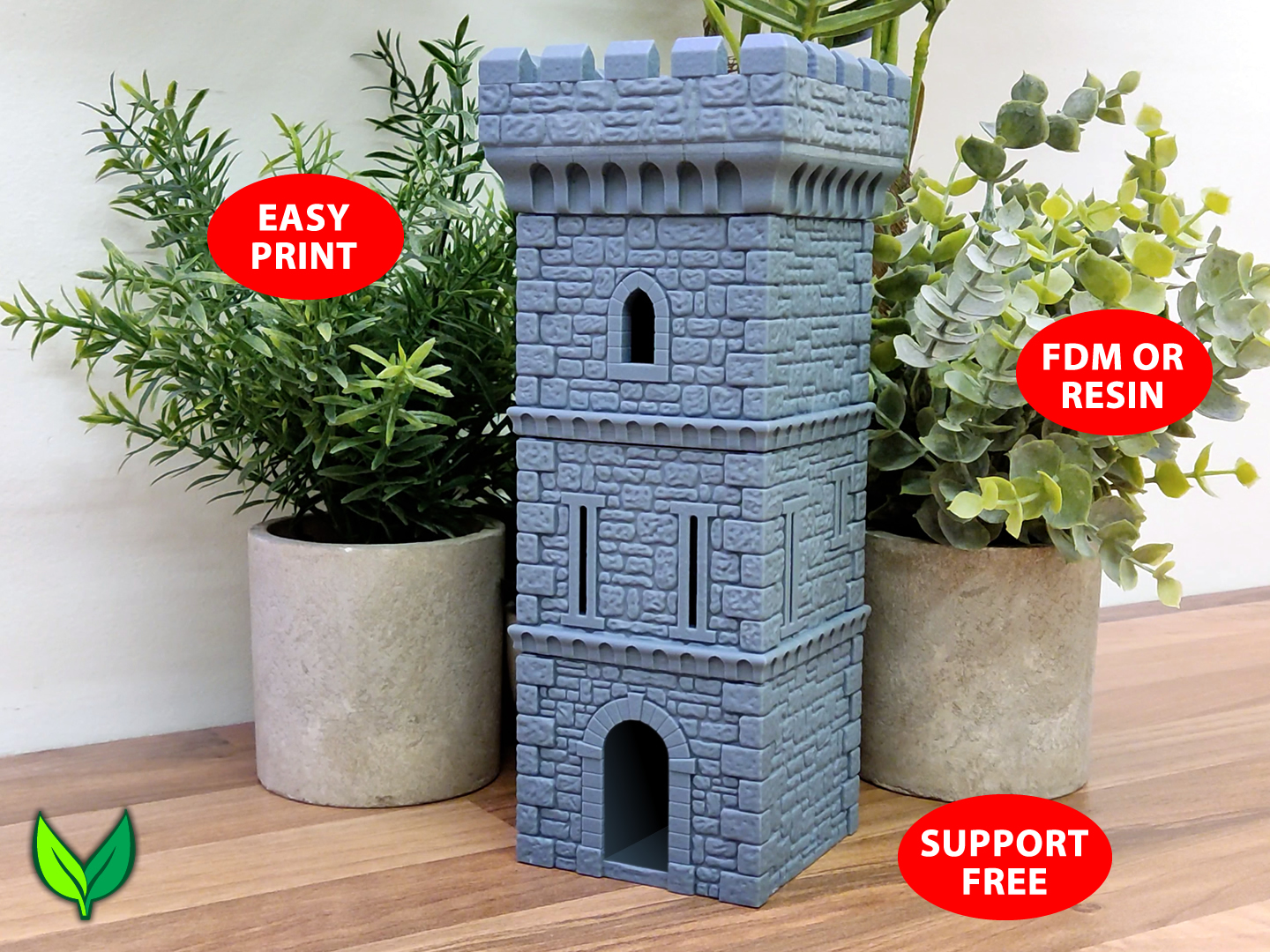 Vogland Castle Dice Tower – Support Free Easy Print for Epic Rolls! 3D model thumbnail