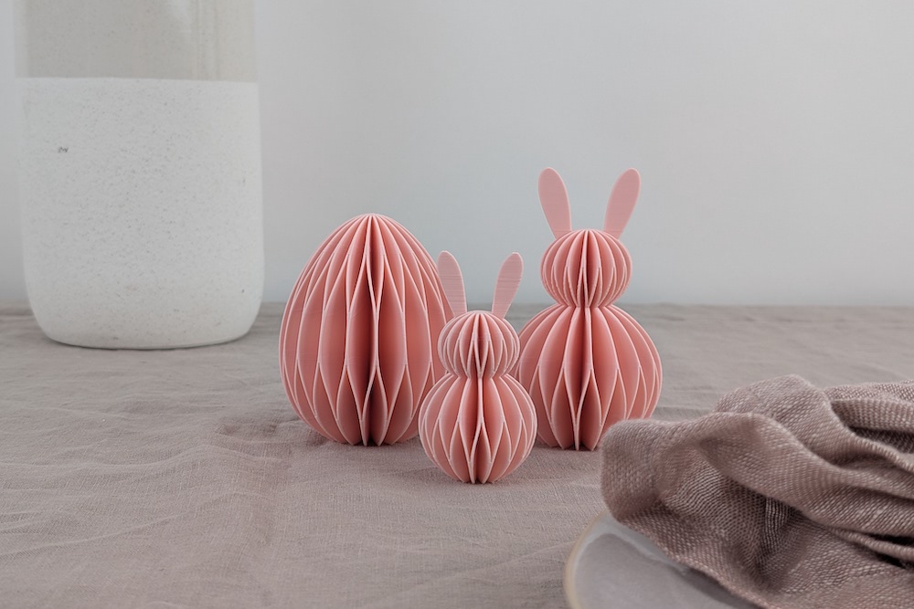 Modern Honeycomb Easter Table Decorations (Eggs and Bunnies)