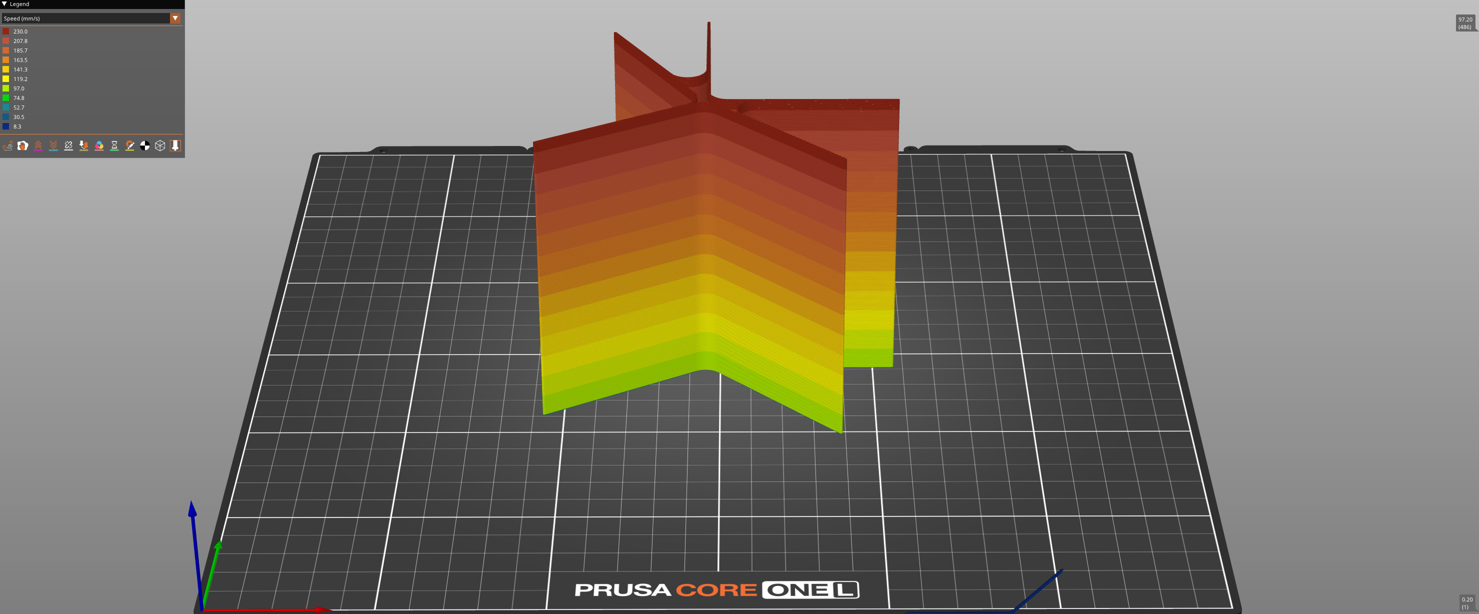Prusa Core One L VFA test 100-230mm/s