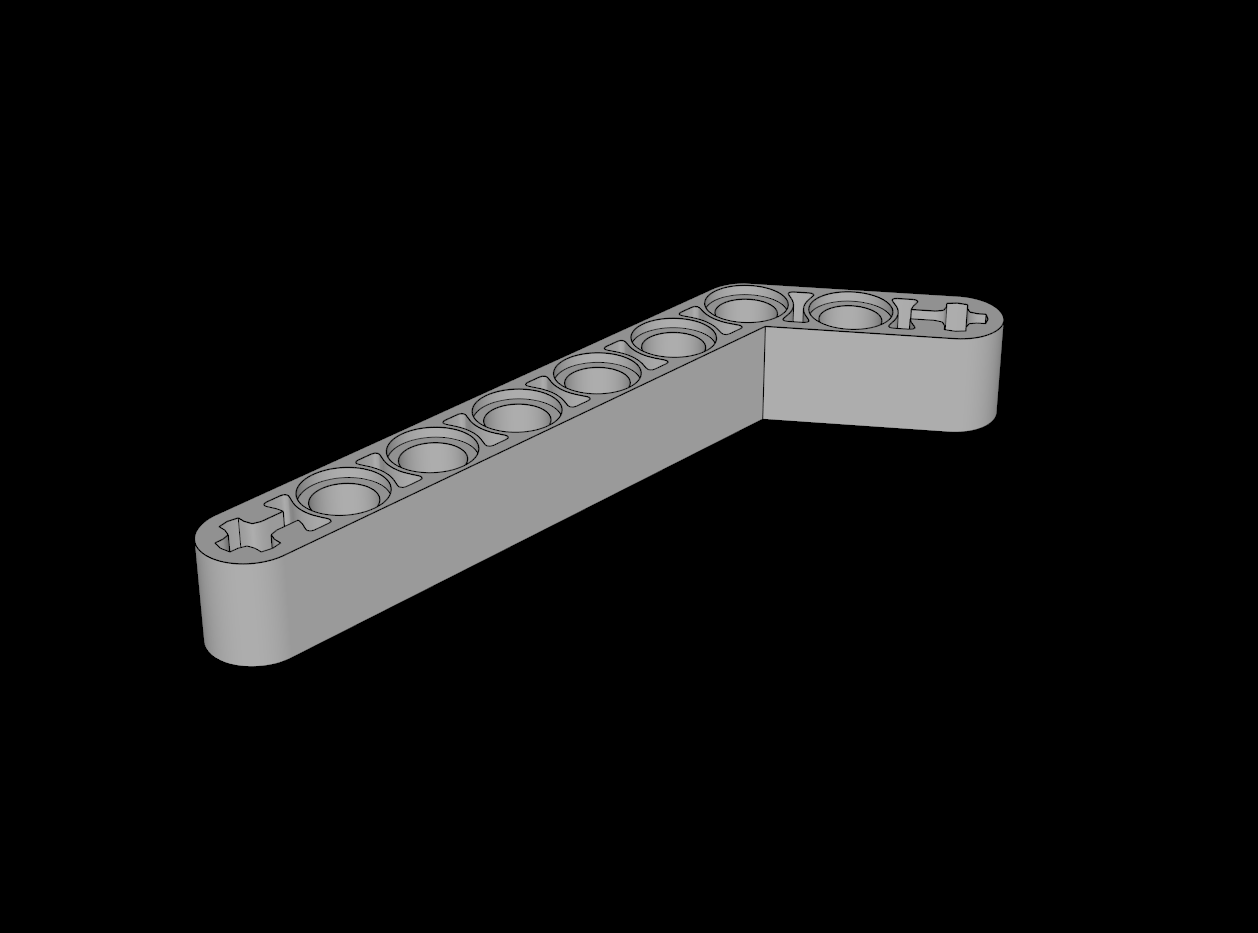 Lego Compatible (32271.dat) Technic Beam  3 x  7 Liftarm Bent 53.13
