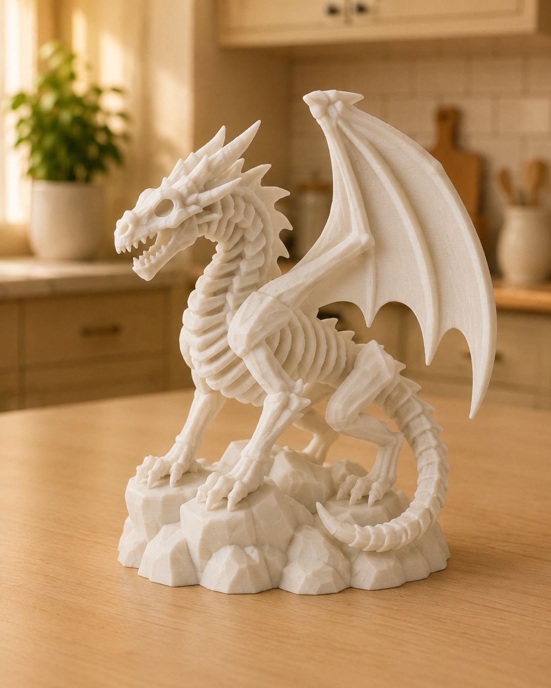 White Wyrmling Dragon on Rock Base