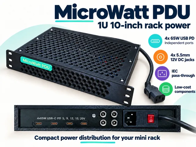 MicroWatt PDU - 1U 10 inch rack Power Distribution