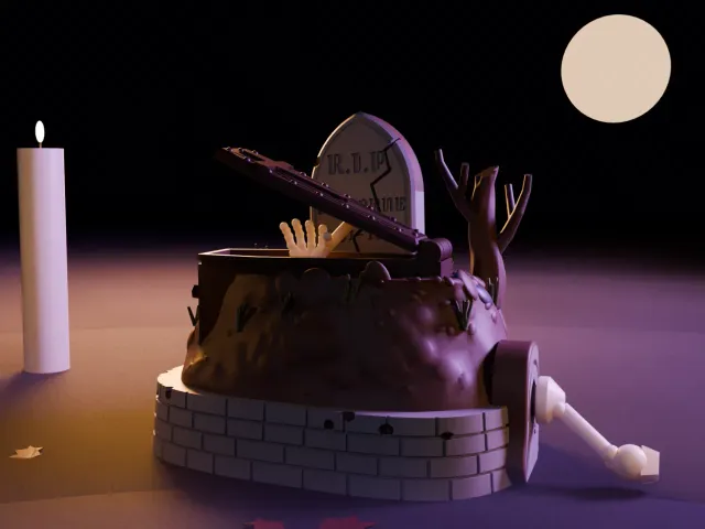 Halloween Graveyard Automaton - Skeleton Hand Rises From Coffin