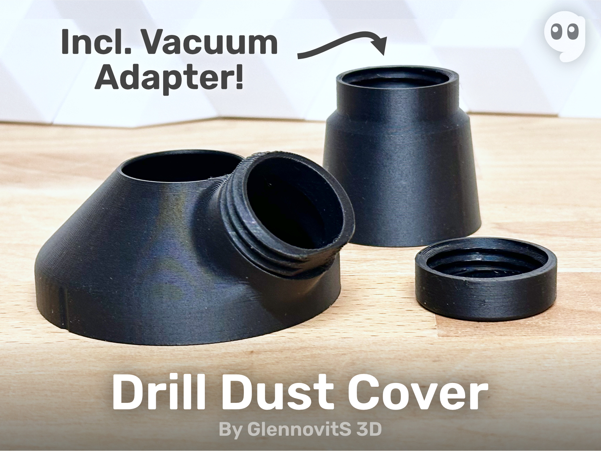 Drill Dust Collector (use with or without a vacuum - incl. alignment marks)