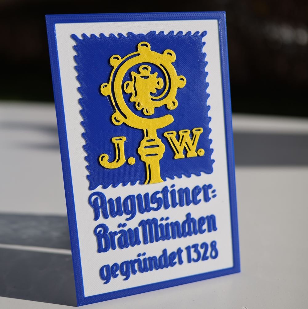 Augustiner Bier Sign Multicolor (Manual Filament Change) 3D model