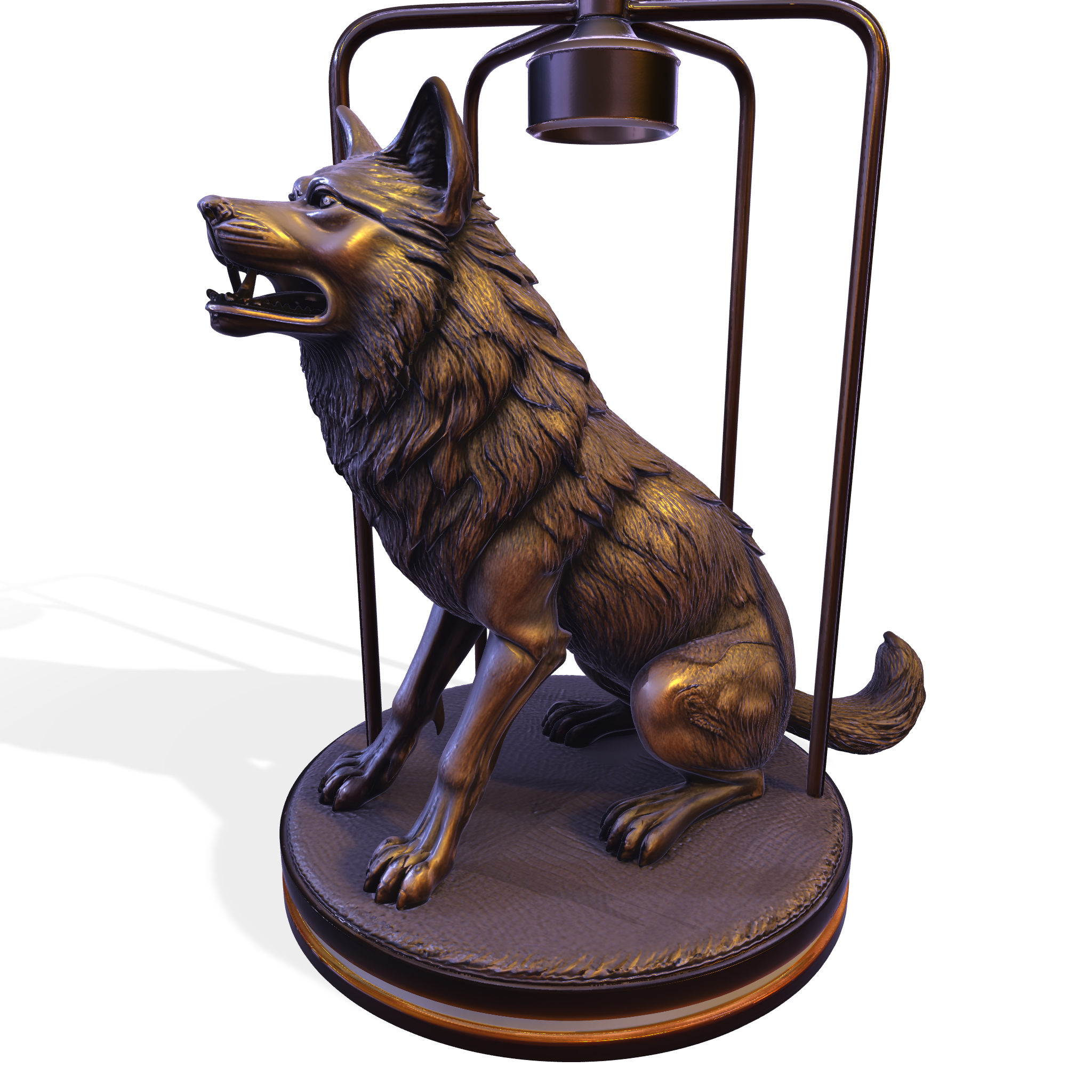 Wolf Sculpture Lamp – PBR Decorative Functional 3D Model (FBX, STL, USDZ, GLB)
