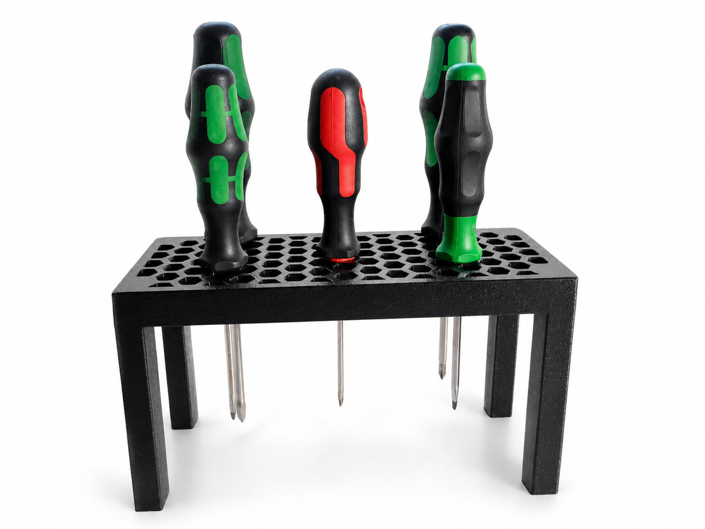 Screwdriver holder for table, honeycomb pattern
