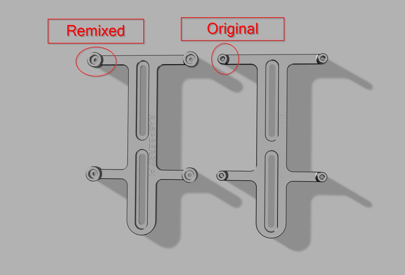 Raspberry Pi 3/4 mount Heatset Remix
