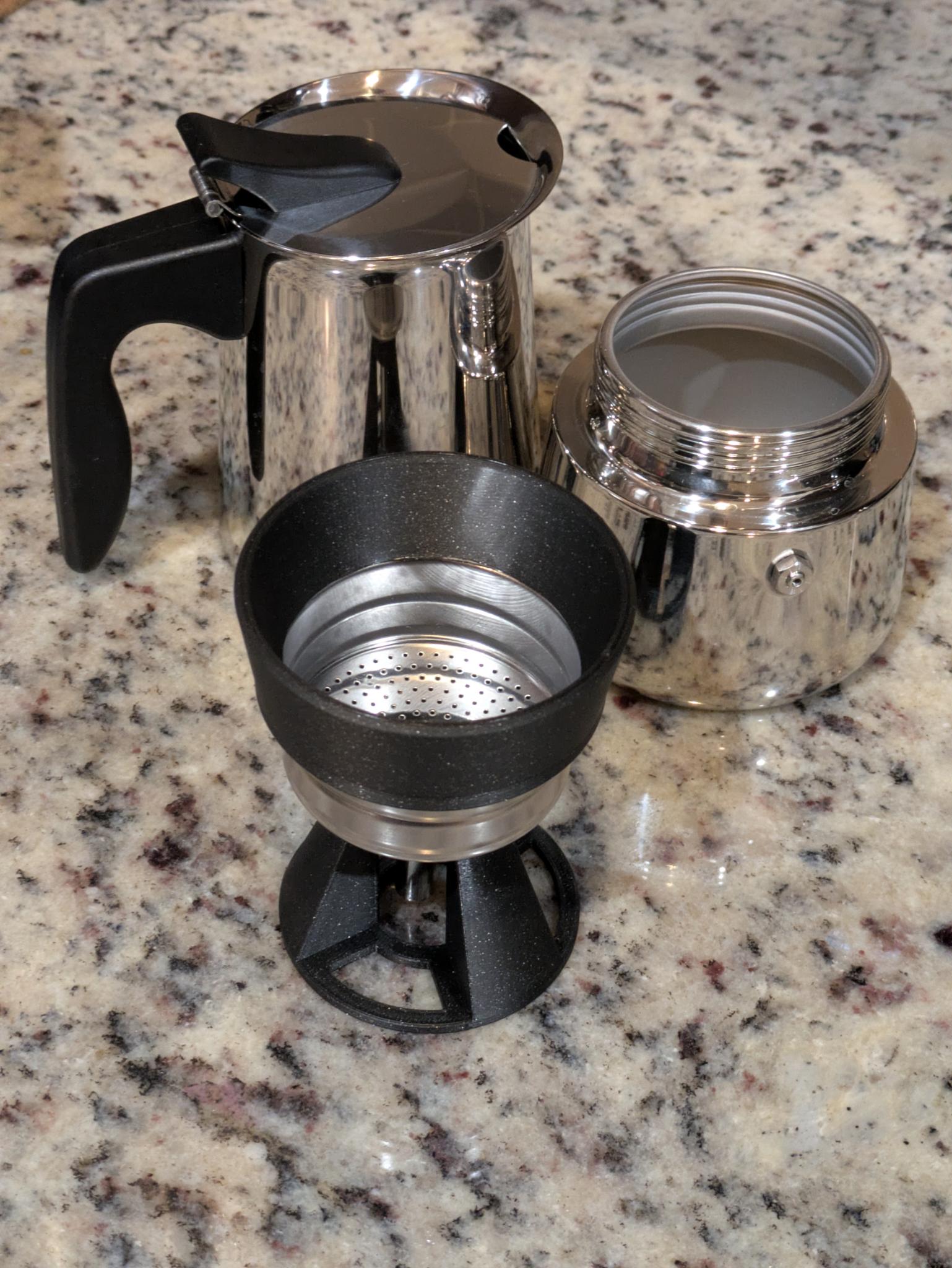 Kartikey's Moka Pot Funnel & Holder (Primula 6-cup Stainless Steel)