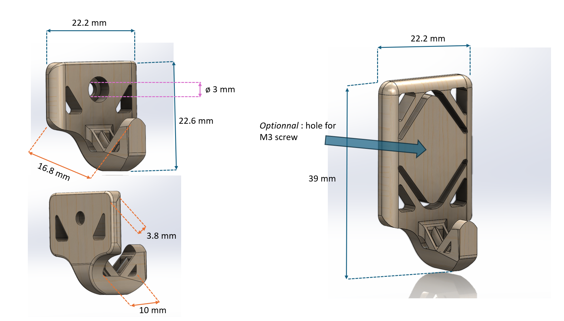 Miniatura 3 do modelo 3D Multi-purpose wall hook (v2)