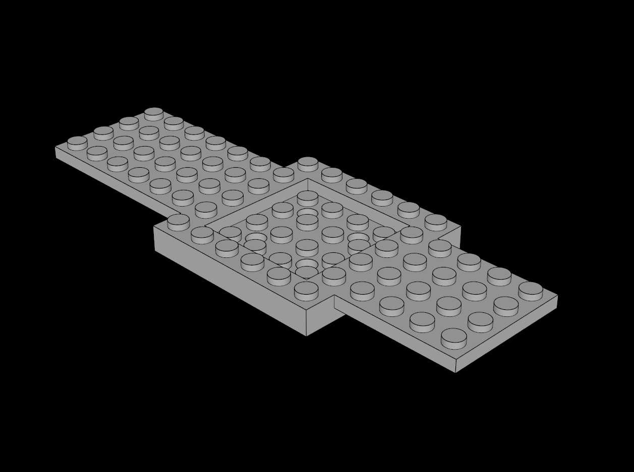 Lego Compatible (52037.dat) Car Base 16 x  6 with  4 x  4 Recessed Centre