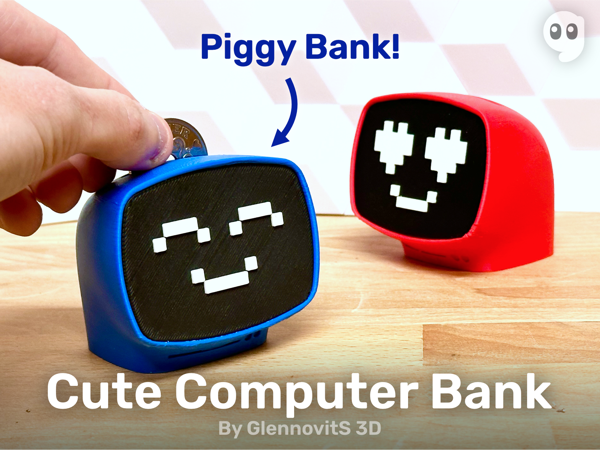 Cute Computer Bank (desk companion - kawaii piggy bank)