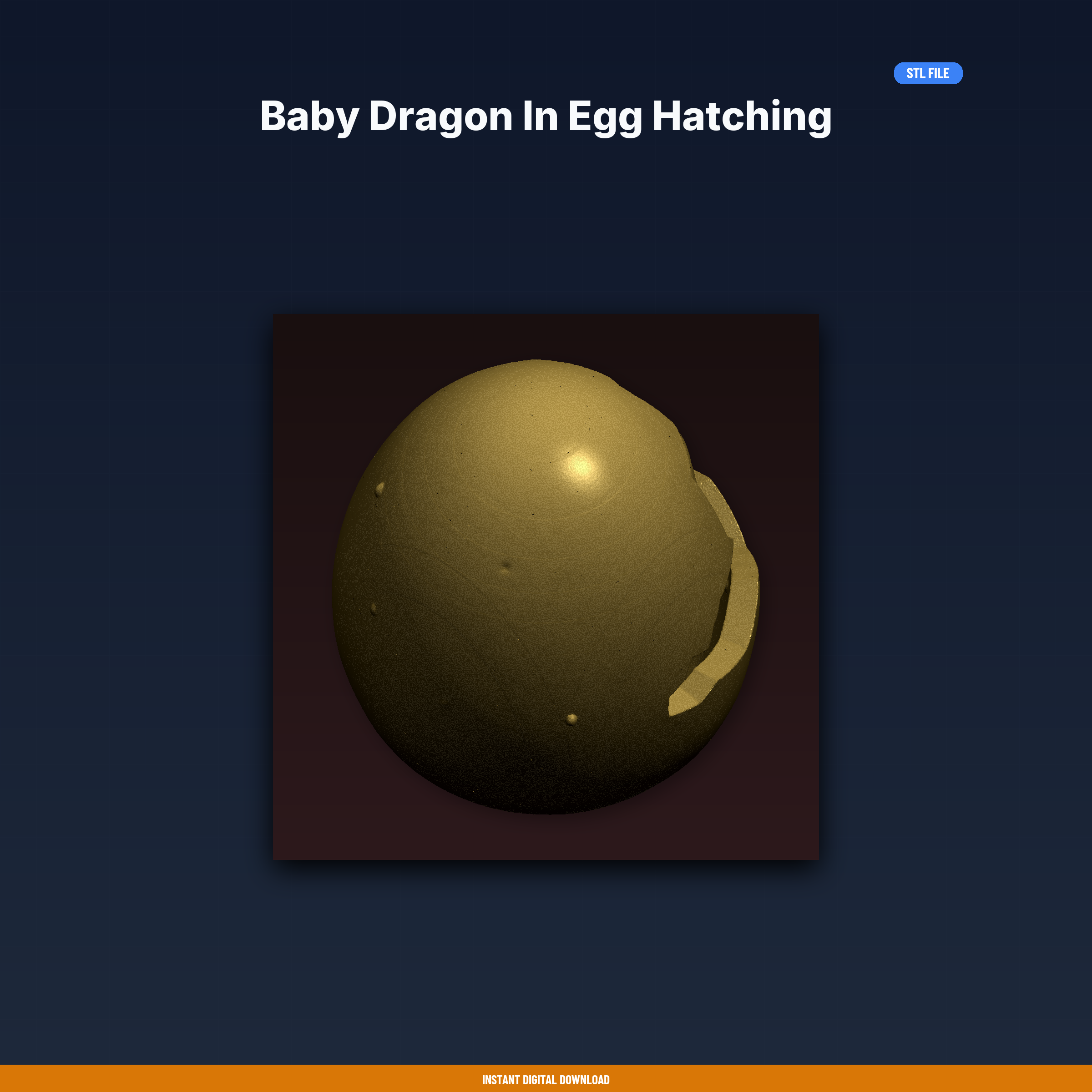 Baby Dragon In Egg Hatching - 3D Printable STL File