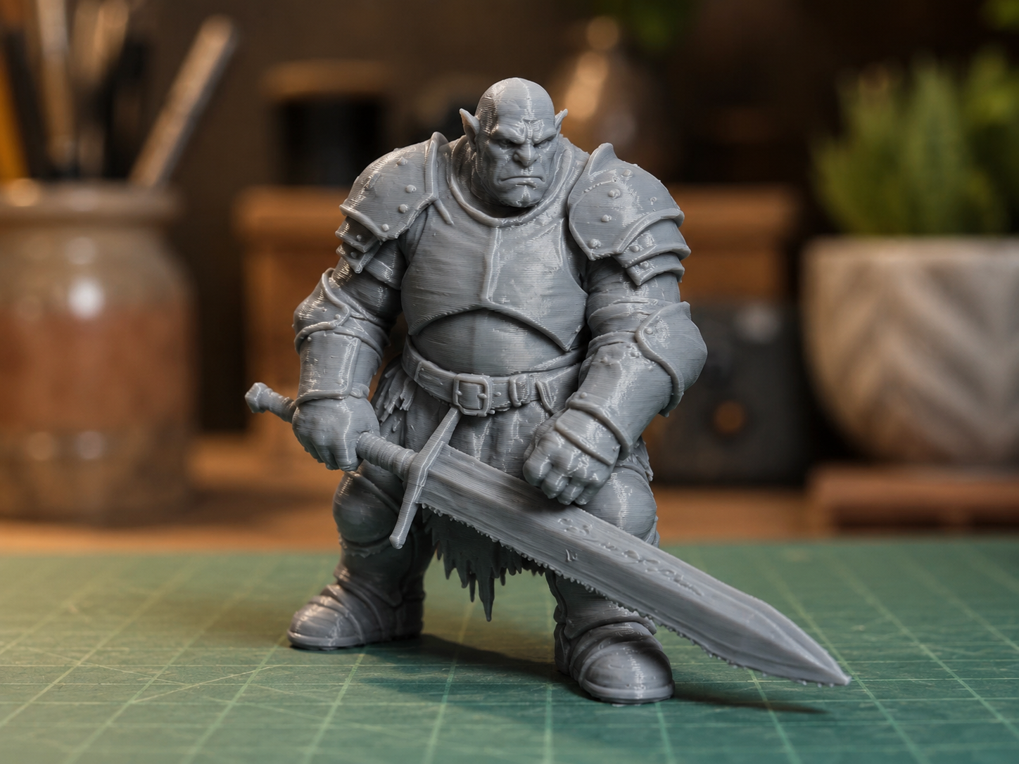 Orc Warrior – Miniatura Fantasy con Spadone 3D