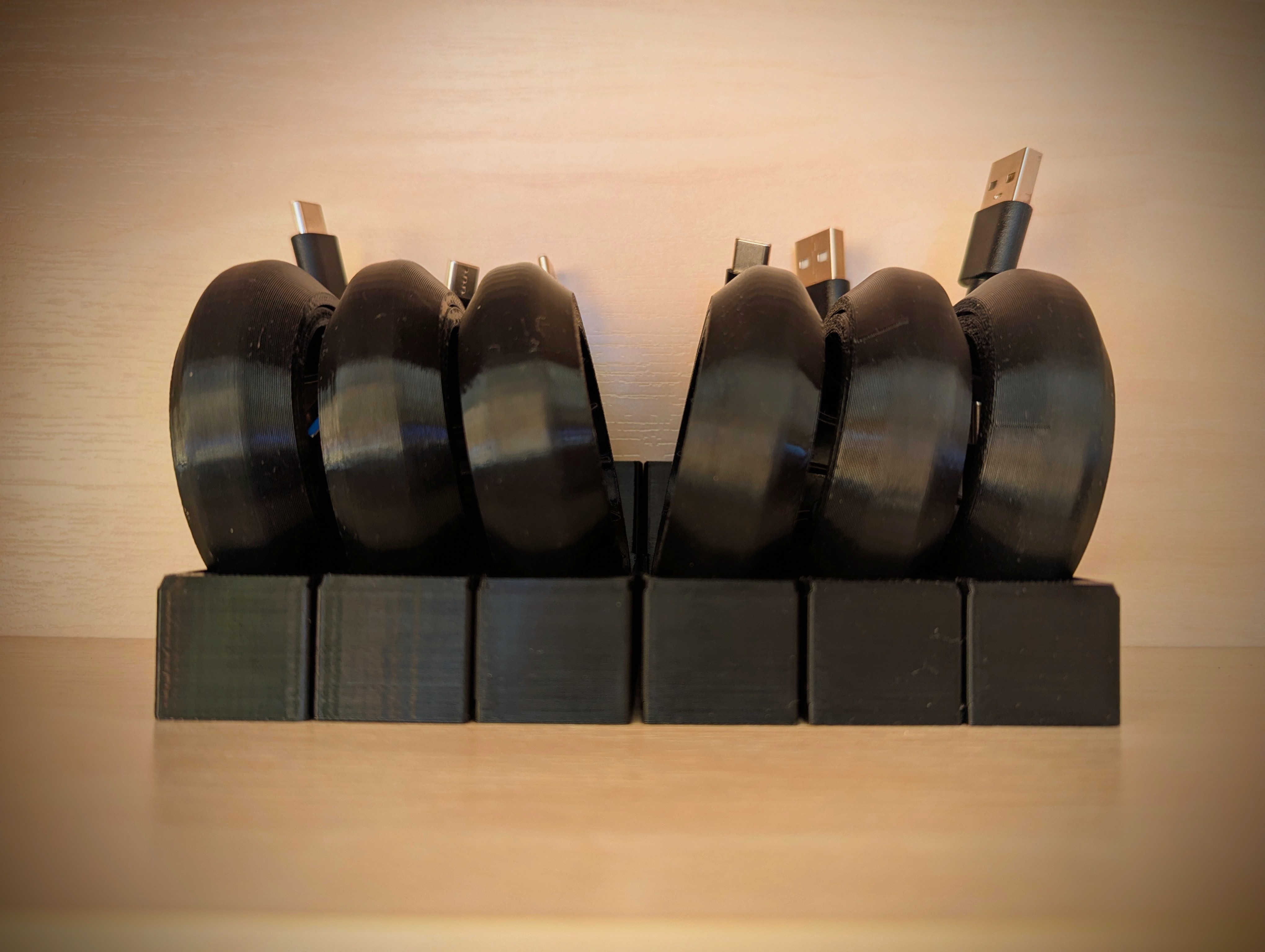 Side‑by‑Side Stand for Next‑Gen USB & More Cable Winder Organizer (Remix)