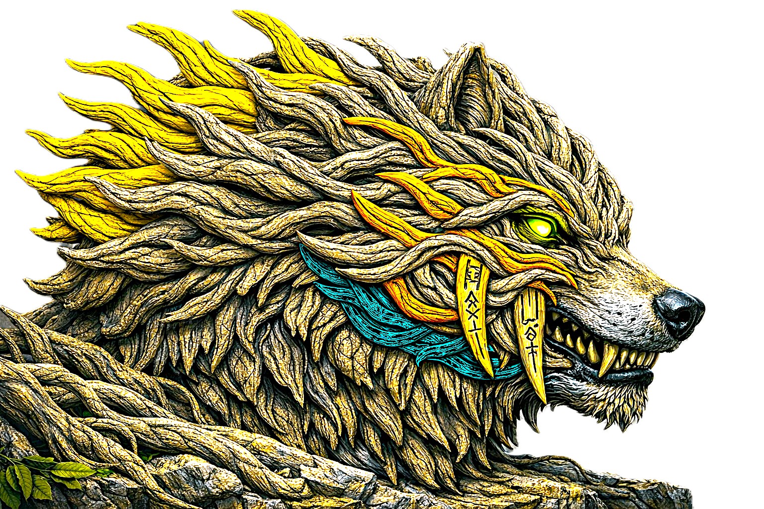 Branch‑Crowned Wolf