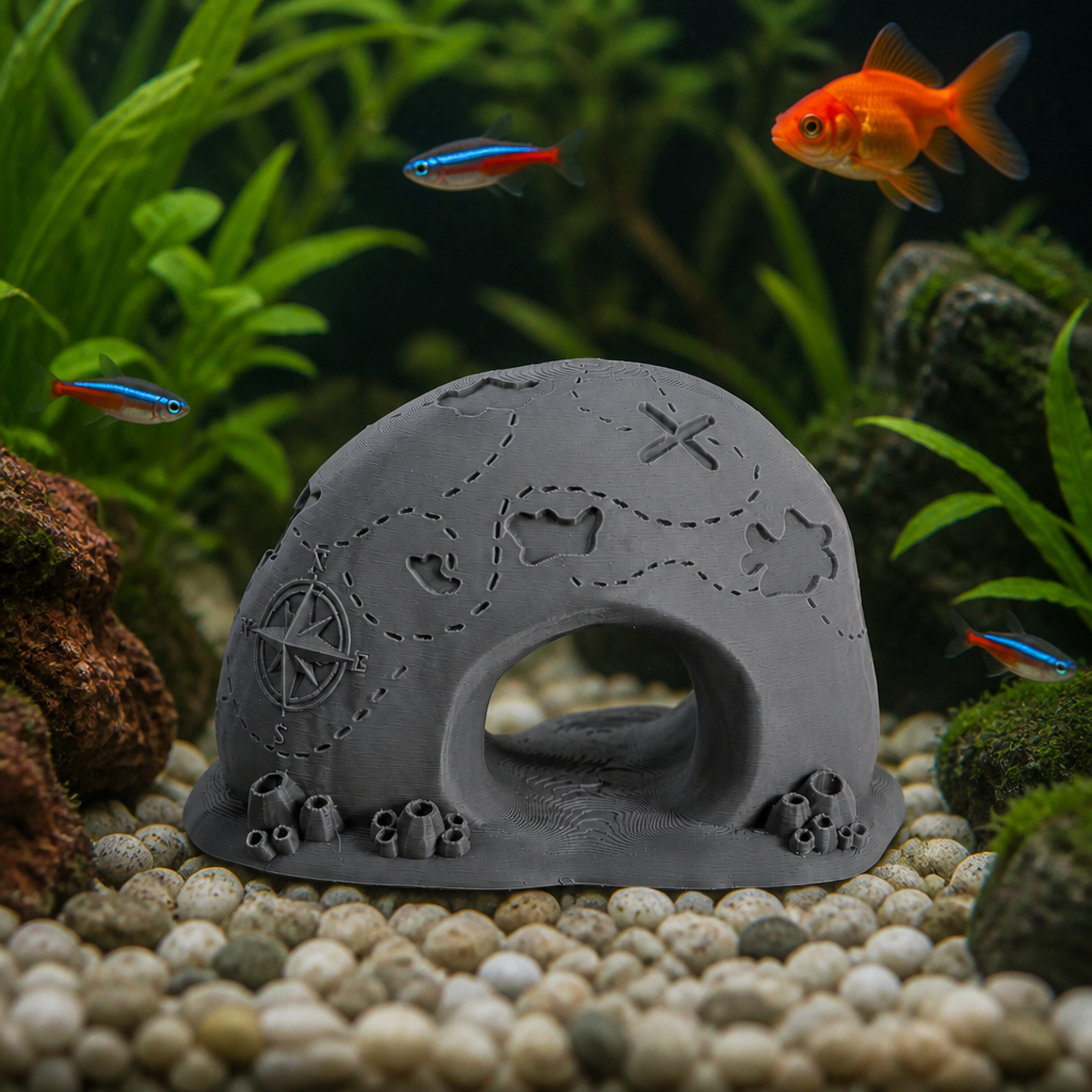 Treasure Map Cave Aquarium Decor