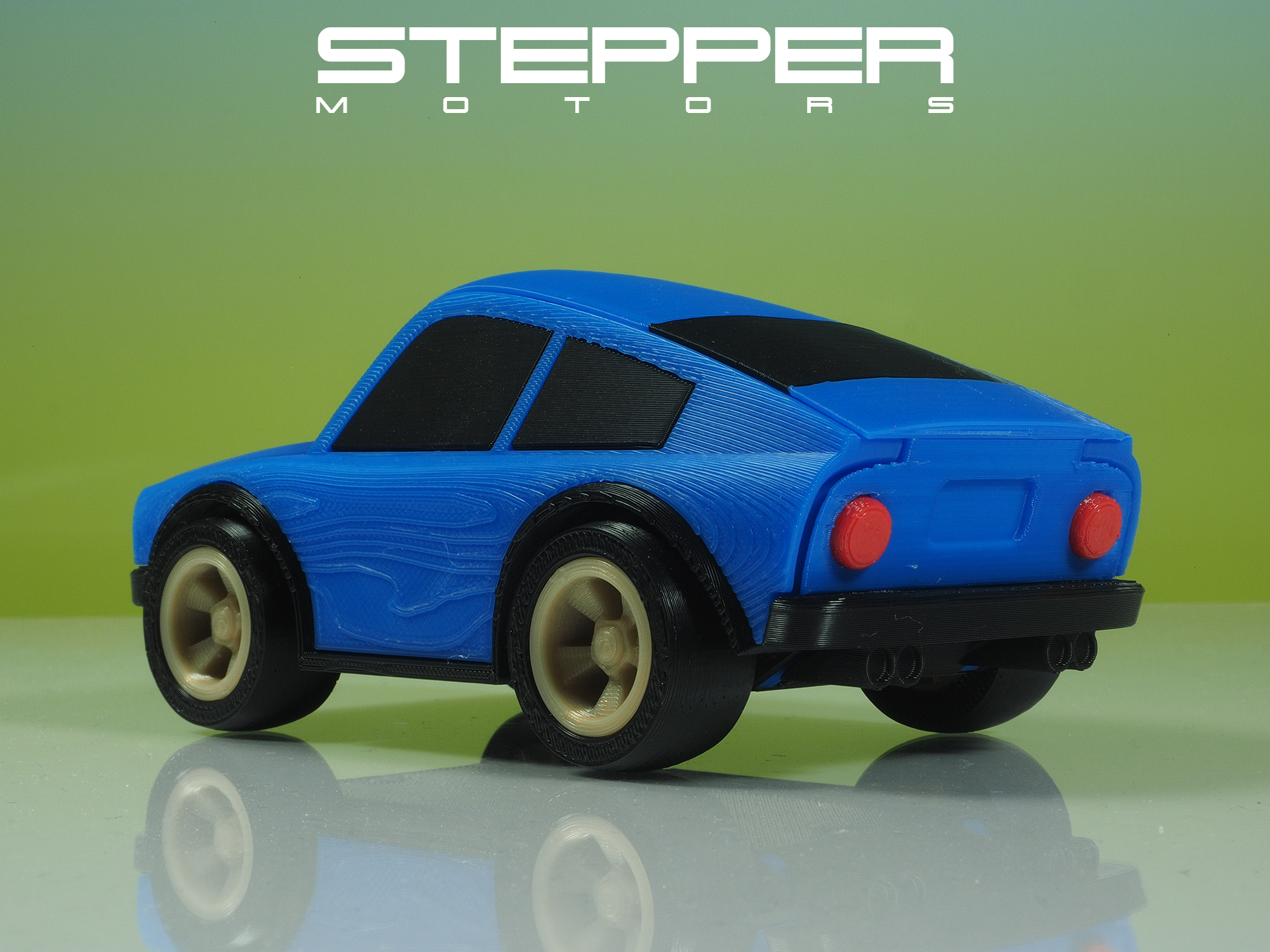 Stepper Motors 70's Kammback toy sports car - multi-part - no supports - easy print