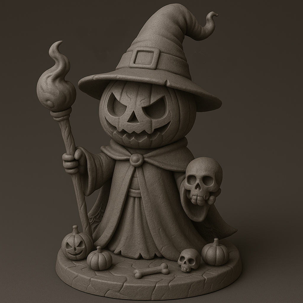 Pumpkin Warlock – Halloween Wizard Statue