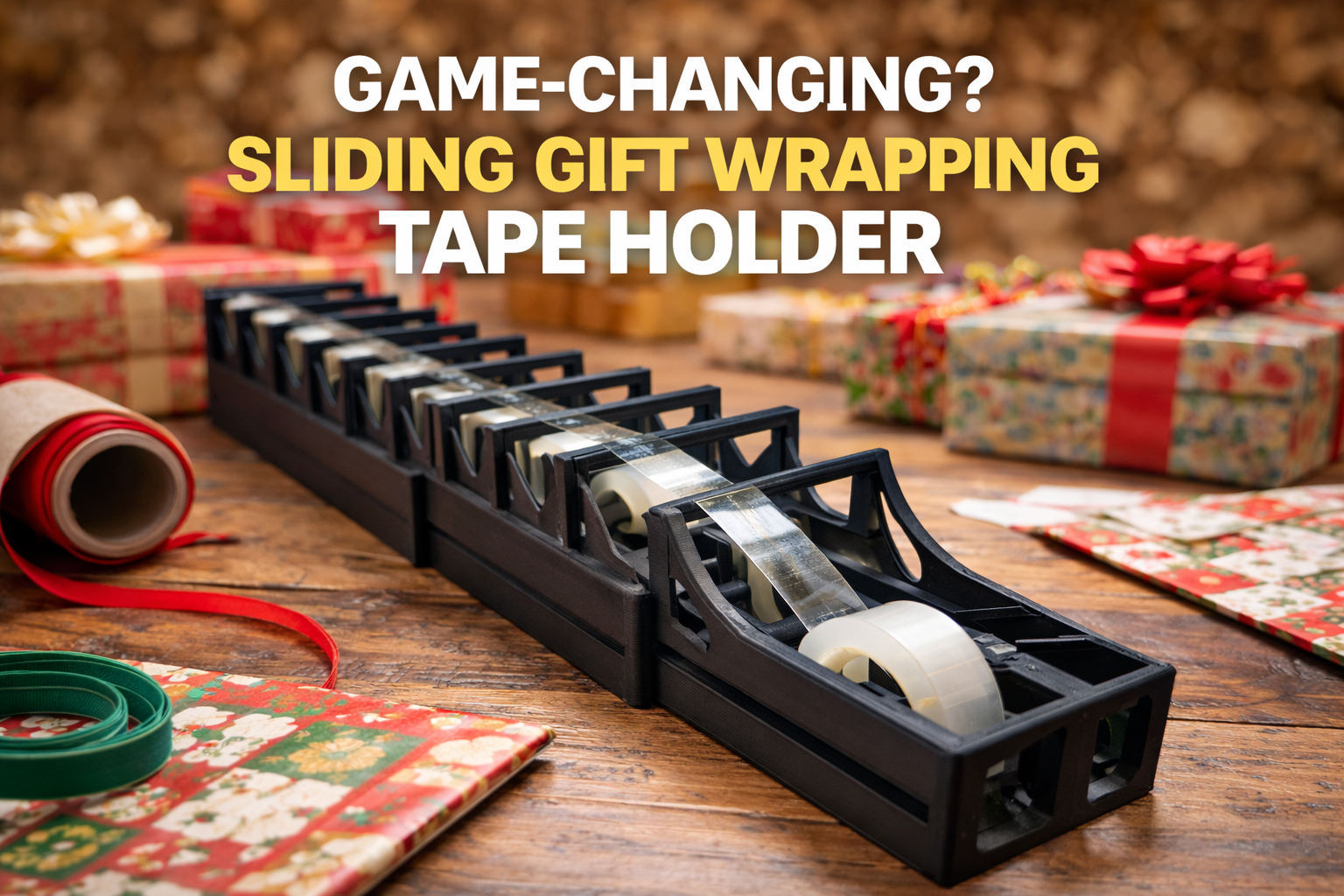 Sliding Gift Wrapping Tape Holder