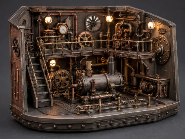 Steampunk engine room Diorama in detail - Steampunk Maschinenraum Diorama im Detail