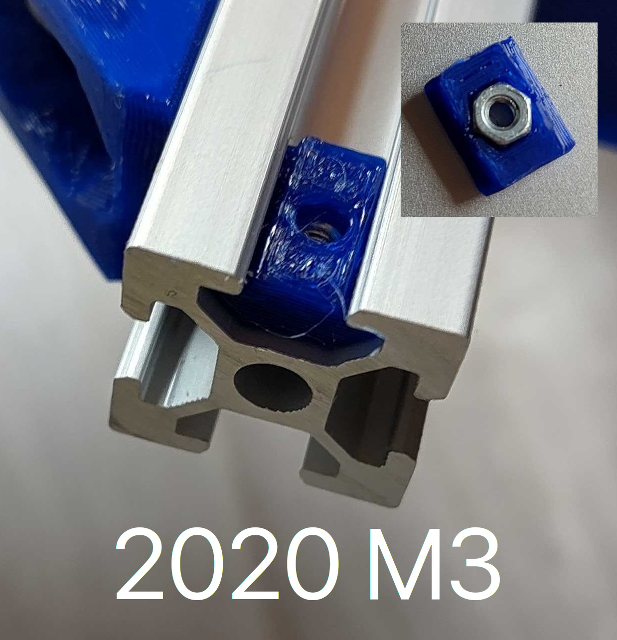 Drop-in stretched  T-nut 2020 - M3  nut insertion 3D model thumbnail