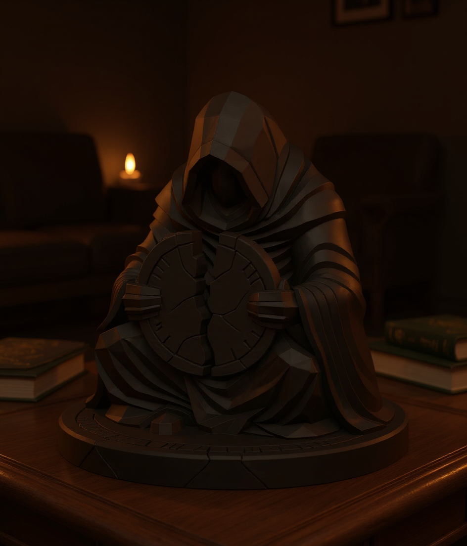 Chrono Warden – Hooded Timekeeper STL Statue for 3D Printing
