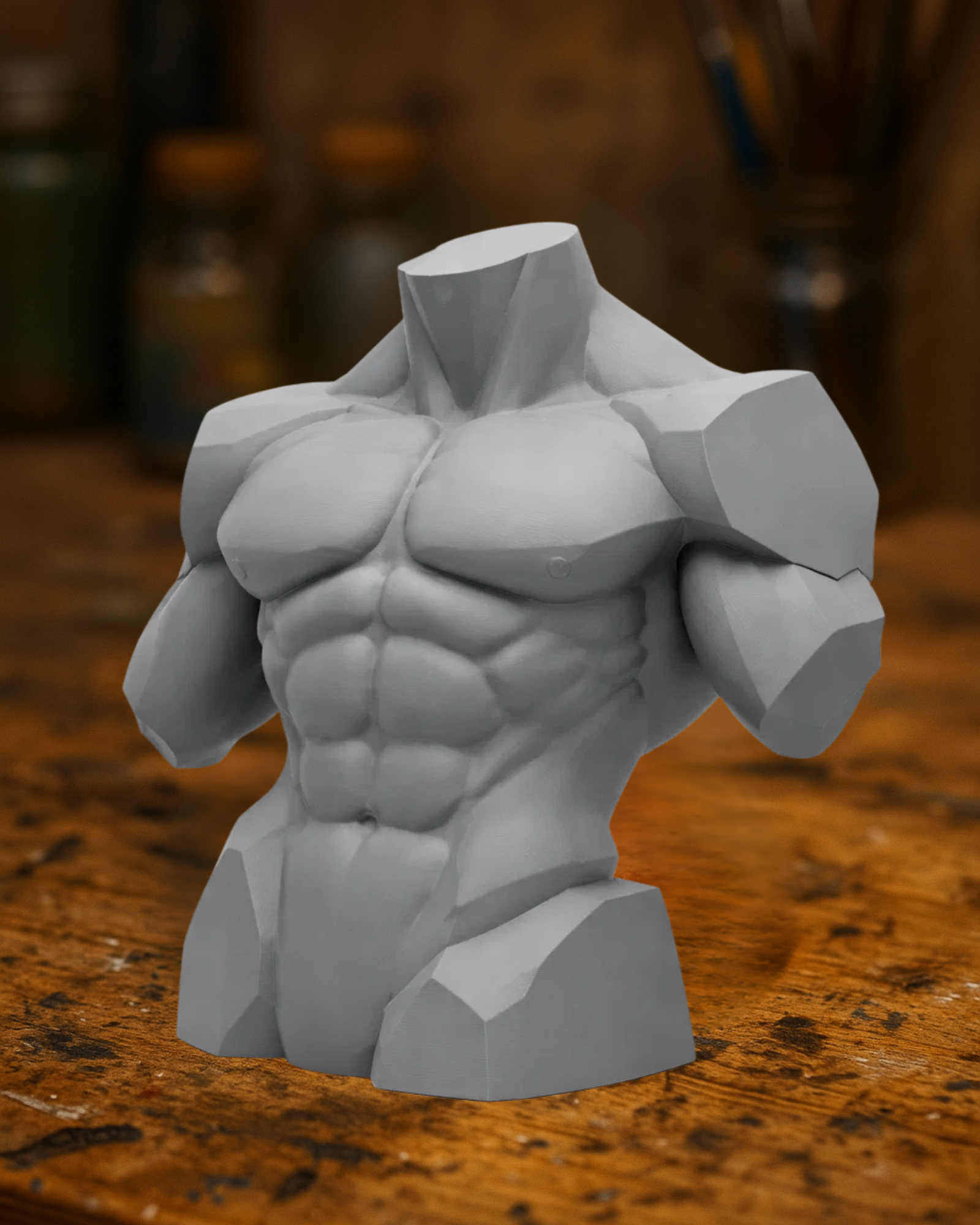 Male Anatomy Torso — Stylized Muscular Bust